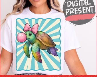 Sea Turtle Summer PNG, brushstroke Summer PNG, Funny Summer png, Summer girly png, toddler png, coquette turtle png kids, pink summer png