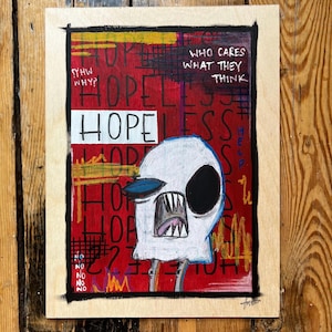 Hopeless- Original Abstract Artwork, 9&quot;x12&quot;,Unique Artwork, Home Decor,One of a Kind, Original Painting, Neo-Expressionism, Inspirational