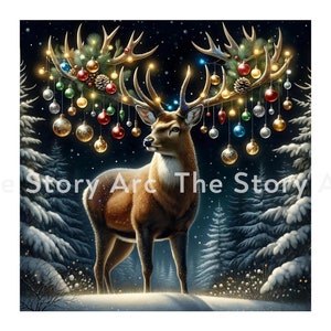 10 Deer Christmas Clipart, Red Deer, Reindeer Clipart, Woodland Christmas, Digital Download, Winter Deer, Scrapbooking Crafts, Greeting Card