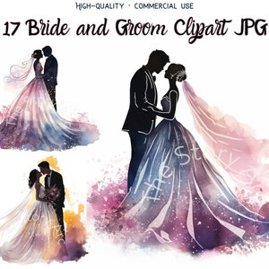 Belle union : clipart mariage mariée marié, 17 fichiers JPG de haute qualité, couple romantique, téléchargement numérique pour faire-part, anniversaire, fabrication de cartes