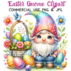 Easter Gnome Clipart, High-Quality JPG, Easter PNG, Gnome Sublimation, Digital Download, Easter Graphics, Cute Gnome Watercolor Clipart