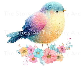 Bird Watercolor Clipart, 20 PNG, Pastel Bird, Digital Download, Sublimation, Nursery Bird, Scrapbooking, Digital Planner, Crafts