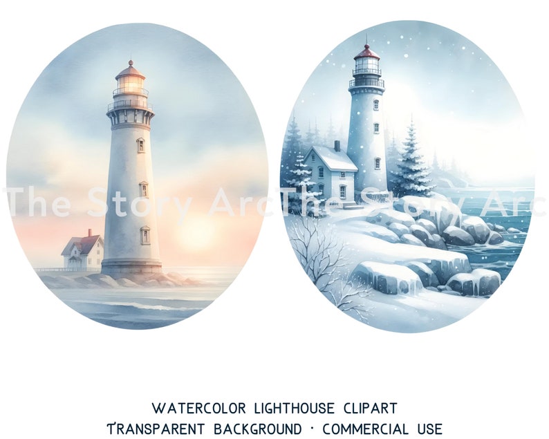 Lighthouse Clipart, 16 High Quality Watercolor Clipart, Lighthouse PNG, Nautical Clipart, Digital Download, Junk Journal, Scrapbook, Crafts
