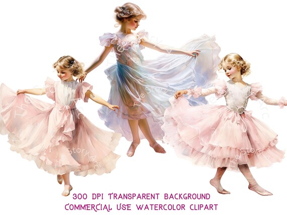 22 Beautiful Dancing Girl Clipart, Ballet Clipart, Ballerina PNG, Vintage Girl, Dancer Clipart, Printable Digital Journal Stationery Crafts