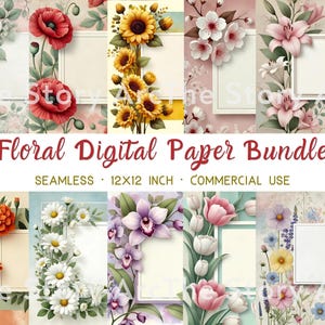 Floral digitales Papier, nahtlose florale Clipart, Scrapbooking Papier Handwerk, aquarell geblümte Hintergründe, schickes florales Papier, digitaler Download