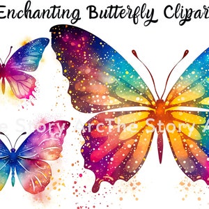 Clipart aquarelle papillon, papillon magique, papillon enchanteur pour travaux manuels, invitation, sublimation, téléchargement numérique haute qualité JPG