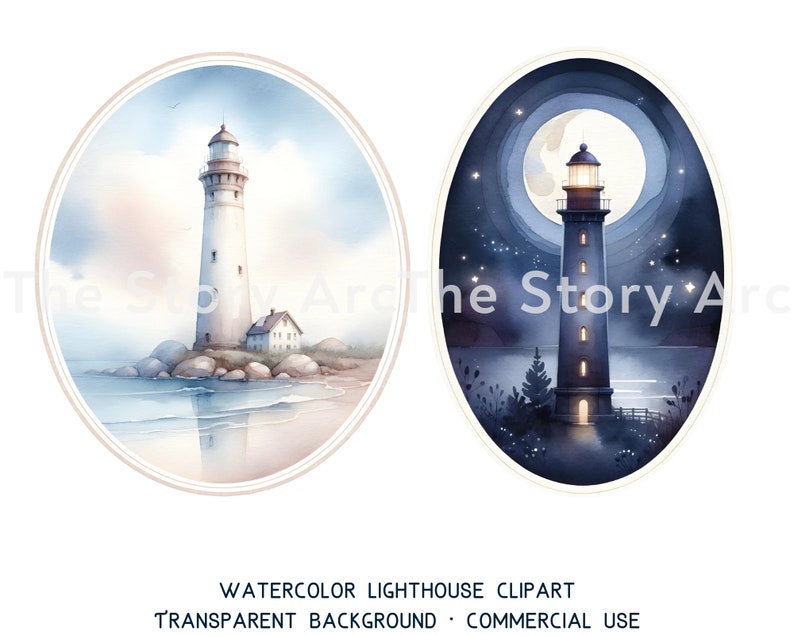 Lighthouse Clipart, 16 High Quality Watercolor Clipart, Lighthouse PNG, Nautical Clipart, Digital Download, Junk Journal, Scrapbook, Crafts