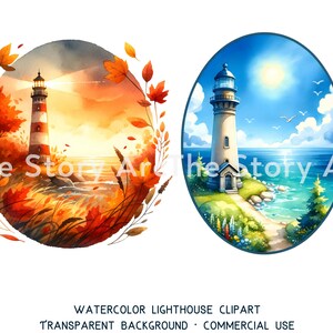 Lighthouse Clipart, 16 High Quality Watercolor Clipart, Lighthouse PNG, Nautical Clipart, Digital Download, Junk Journal, Scrapbook, Crafts