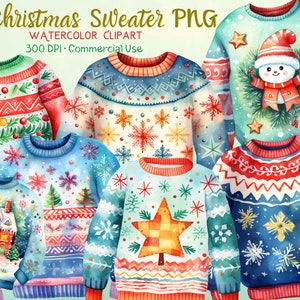 Clipart maglione brutto, 28 Clipart maglione vintage, Clipart natalizio PNG, Download digitale per decorazioni natalizie, artigianato, biglietti, inviti