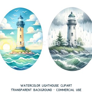 Lighthouse Clipart, 16 High Quality Watercolor Clipart, Lighthouse PNG, Nautical Clipart, Digital Download, Junk Journal, Scrapbook, Crafts
