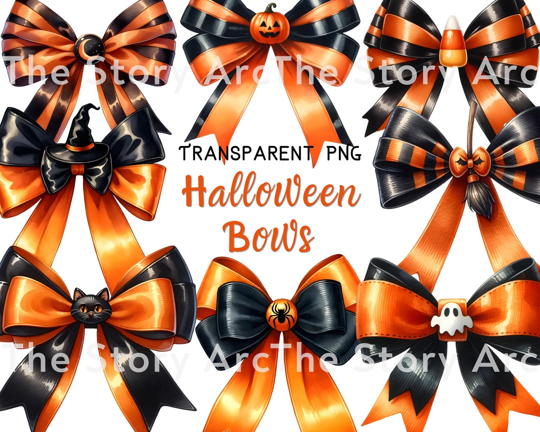 Halloween Bow Clipart, 10 Spooky Bow, Halloween Digital Download, Junk ...