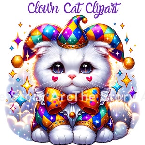 Clipart De Gato Palhaço Gráficos De Festa De Halloween Gatinho Assustador Gato Fofo Download Digital Design De Sublimação Junk Journal Scrapbooking PNG JPG