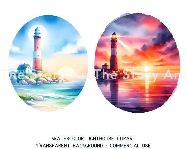 Lighthouse Clipart, 16 High Quality Watercolor Clipart, Lighthouse PNG, Nautical Clipart, Digital Download, Junk Journal, Scrapbook, Crafts