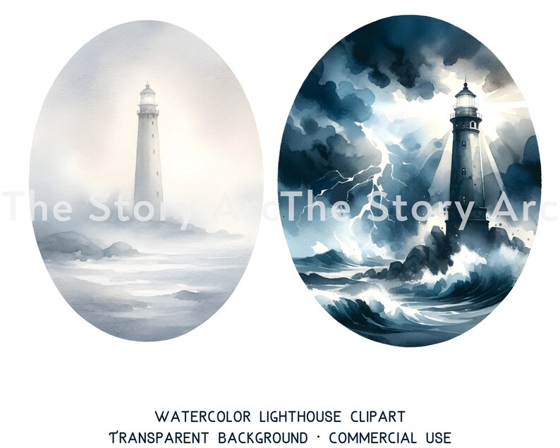 Lighthouse Clipart, 16 High Quality Watercolor Clipart, Lighthouse PNG, Nautical Clipart, Digital Download, Junk Journal, Scrapbook, Crafts