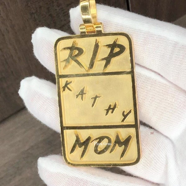 Unisex Solid Pure 925 Sterling Silver Dog Tag Pendant, Custom Letter, Memoriable Pendant, 14K Yellow Gold Finish, Self Gift, Free Engraving