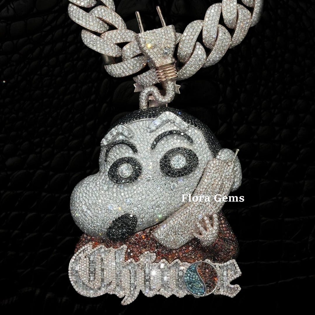 Rectangle Diamond Rapper Pendant 3D Character Design, Multi Color Diamond Favorite Toon Rapper Pendant ...