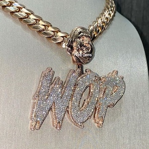 Custom Ice out 3 Letter Pendant For Men, VVS Moissanite Name Pendant, Custom Font Double Layer Charm, Character Charm, 14K 2 Tone Gold Over