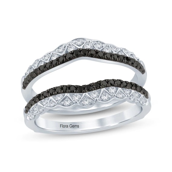 Black Moissanite Enhancer Ring Guard, Women's Enhance Wrap Wedding