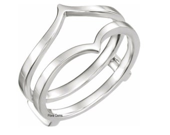 Solid 925 Sterling Silver Enhancer ring, Ring Guard Enhancer, Wedding Ring Jacket, 14K White Gold Finish, Plain Antique Ring, Birthday Gift