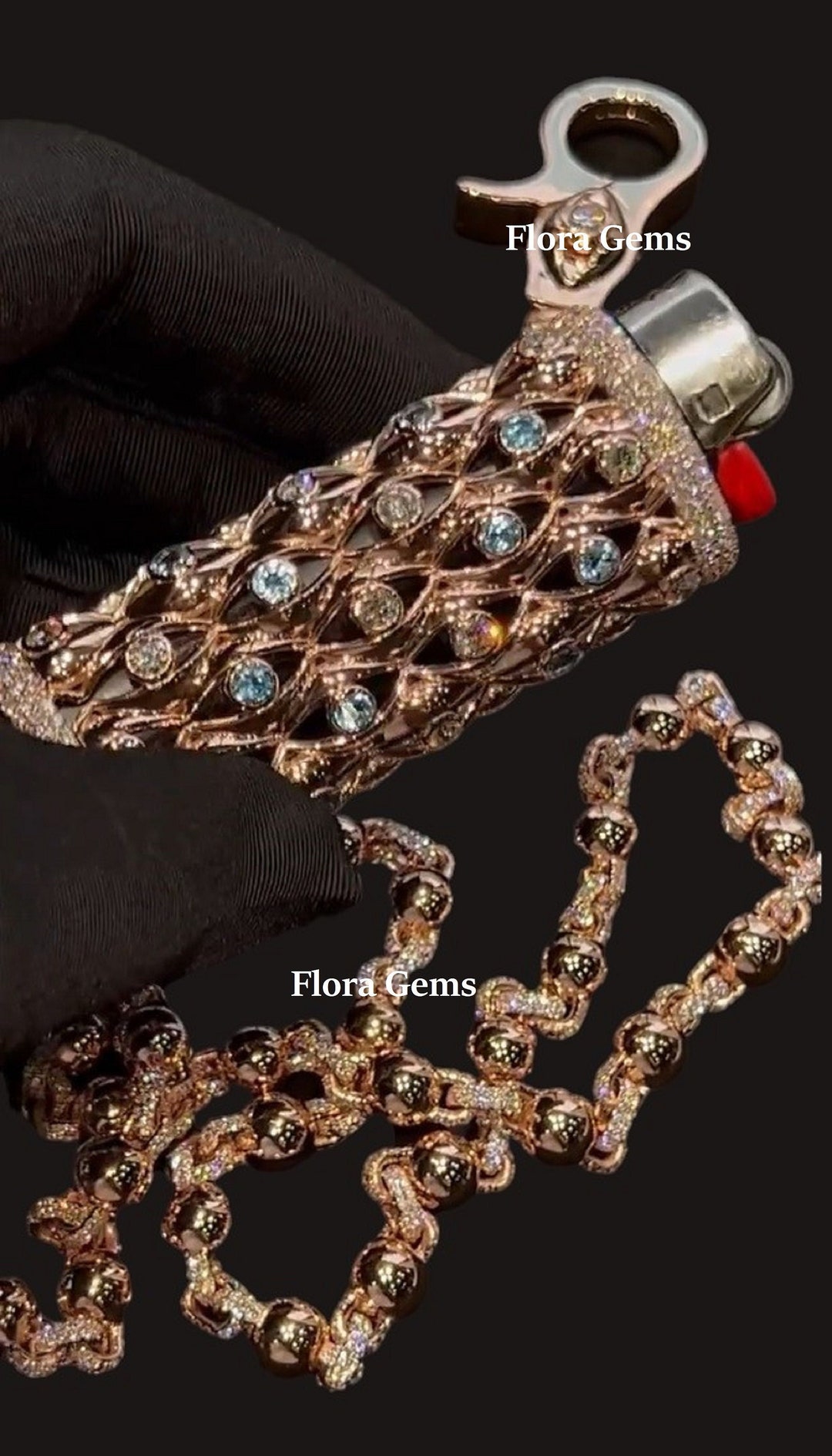 Men's 3D Lighter Case Holder, Real Moissanite Lighter Holder