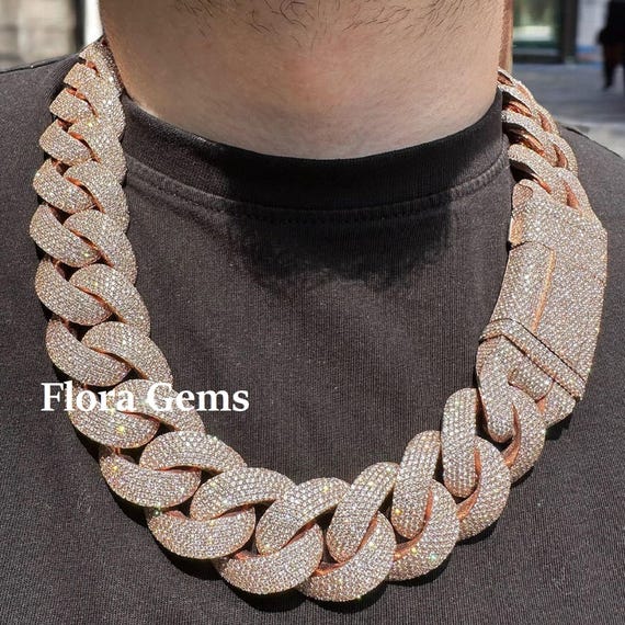 25 MM Iced Out Cuban Chain, VVS Moissanite Men Cuban Necklace, Hip