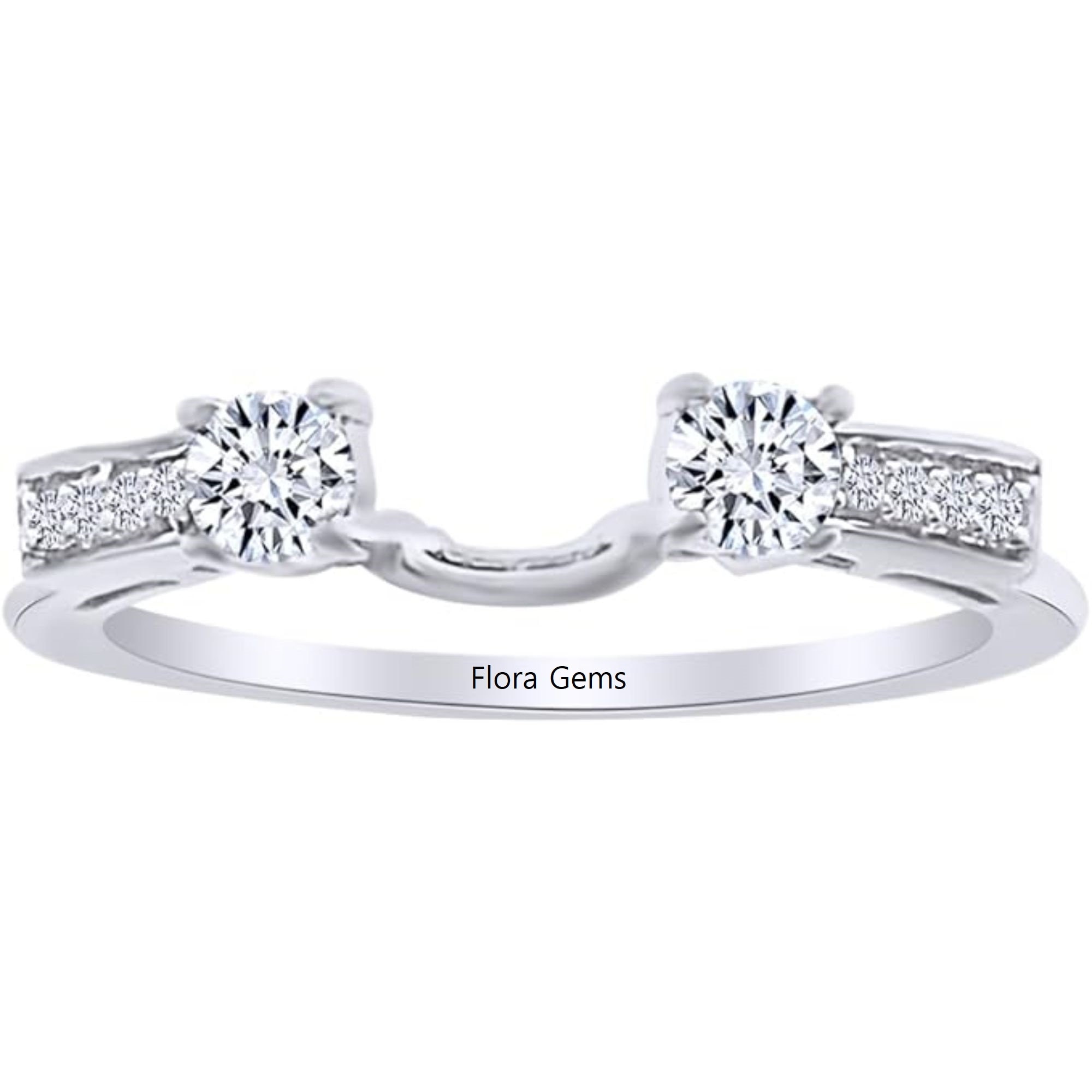 0.50Ct Round Moissanite Enhancer Wrap Ring, Wedding Enhancer Guard Ring, Women Enhancer Ring, 14K White Gold Over, 925 Silver, Gift For Her