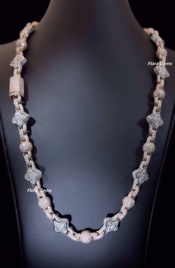 17 Mm Hip Hop Chain for Men, Iced Out Ball Necklace, Rapper Flower