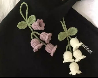 Crochet Lily of the Valley Flower Hanging Bellflower Keychain