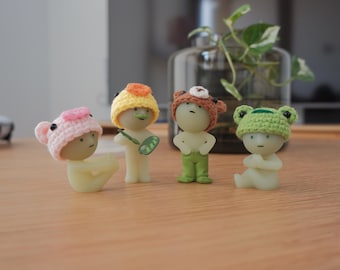 Crochet Smiski Animal Hats | Frog Chicken Bear Pig