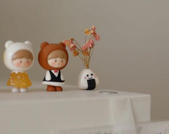 Mini Onigiri Rice Ball Clay Flower Holder Vase | Home Decor Gift