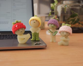 Sombreros de frutas Smiski de crochet