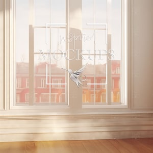 May include: A white window with a view of a city street. The window is framed in white trim and has a wooden sill. The window is open and the sun is shining through. The text "Inspired Mockups" is superimposed on the image.