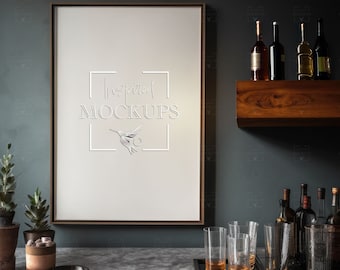 Vertical Frame Mockup, Bar Mockup, Poster Mockup, Pub Frame Mockup, Interior Mockup, Smart Object Mockup, Cocktail Mockup, 2:3 Ratio 12x18