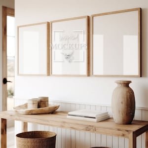 Modern Entry 3 Frame Interior Mockup with Reflection, Poster Mockup, Art Frame Mockup, Wall Art Mockup, PSD Smart Object, 8x10 9x12 A ISO