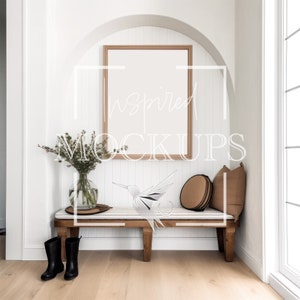 Modern Farmhouse Entry Interior Mockup, Foyer Mockup, Wall Art Mockup, Frame Mockup, Interior Mockup, PSD Smart Object Mockup, 3:4 Ratio