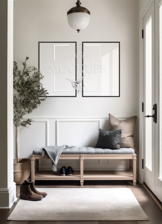 Modern Entry Frame Mockup, 2 Frame Vertical Mockup, Art Frame Mockup, Poster Mockup, Interior Mockup, PSD Smart Object Mockup, 2:3 Ratio