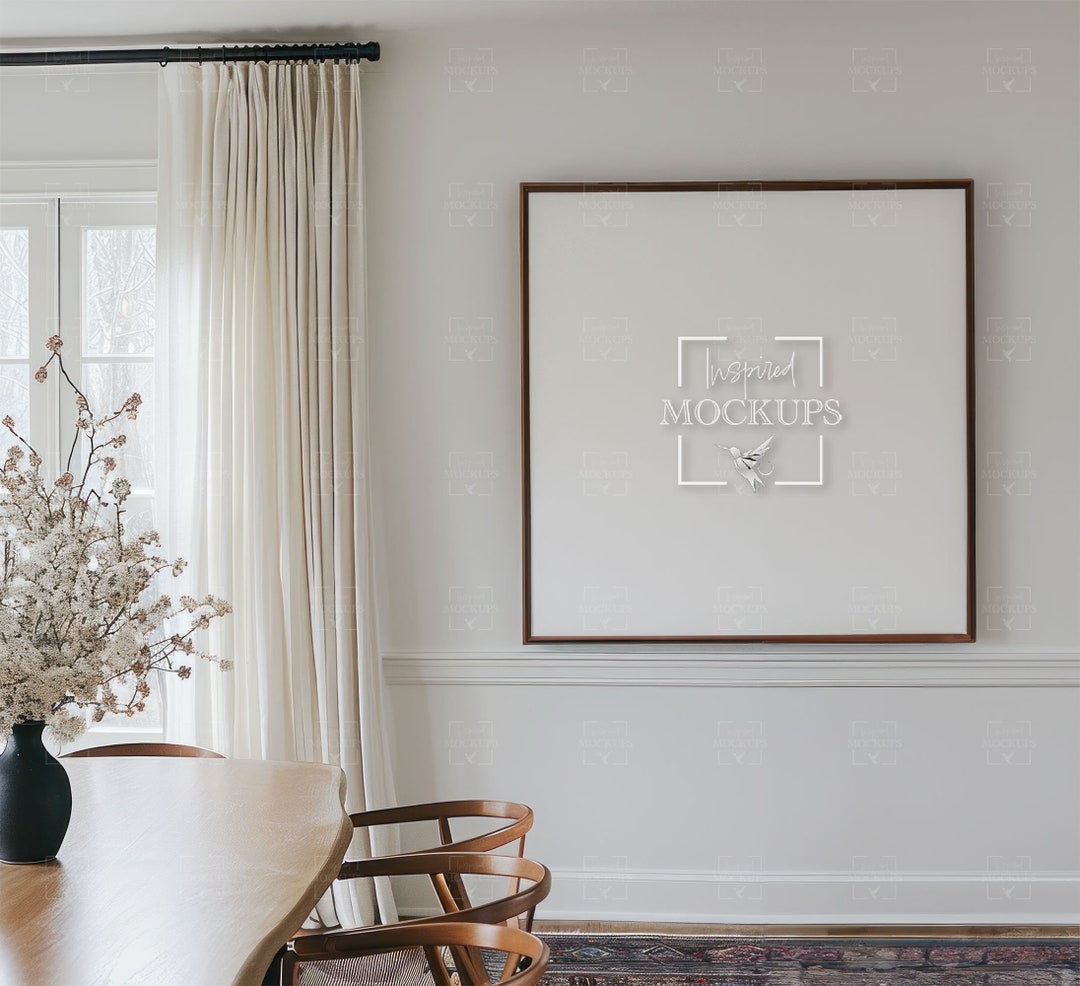 Traditional Dining Room Square Frame Mockup With Matted/unmatted Option