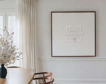 Traditional Dining Room Square Frame Mockup with Matted/Unmatted Option, Frame Mockup, Poster Mockup, Art Frame Mockup, Interior Mockup, PSD