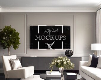 Rahmen TV-Mockup, Mockup-TV-Rahmen, Kunst-TV-Mockup, Kunstrahmen-Mockup, Digitaler Rahmen-Mockup, Innenraum-Mockup, PSD-Smart-Objekt, Samsung-Rahmen tv