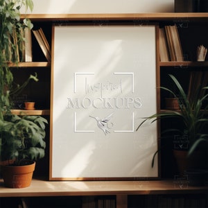 Modern Interior Office Bookshelf Mockup, Poster Mockup, Wall Art Mockup, Vertical Mockup, Interior Mockup, Photoshop Smart Object, 2:3 Frame