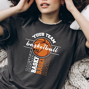 Comfort Colors, Your Team Basketball Shirt, Personalized Basketball Tee, Custom Basketball Number Shirt, Basketball Player Gift, Basketball
