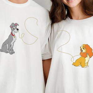 Valentine Cute Shirt, Lady And The Tramp Spaghetti Couples T-Shirt, Disney Couple Valentine&#39;s Day Matching Tee, Disneyland Trip,Wedding Gift