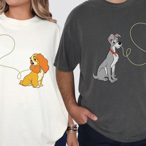Comfort Colors T-Shirt, Lady And The Tramp Spaghetti Shirt, Cute Couples Shirt, Disney Couple Valentine&#39;s Day Matching Tee, Disneyland Shirt