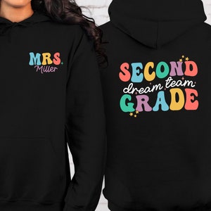 Custom Second Grade Dream Team Hoodie, Personalized Teacher Name Hoodie, 2nd Grade Teacher Hoodie, Custom Teacher Back To School Hoodie
