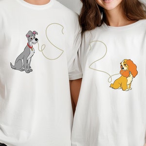 Valentine Cute Shirt, Disney Couple Valentine&#39;s Day Matching Tee, Disneyland Trip,Wedding Gift, Lady And The Tramp Spaghetti Couples T-Shirt
