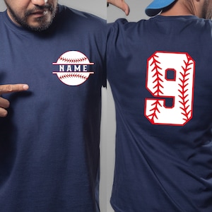 Name and Numbered baseball t shirt, Custom Baseball Tee, Game Day shirt For Her or him, tis the season baseball gift, image 1