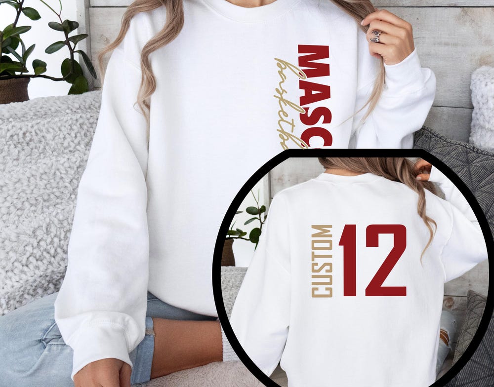 Snorider Design Custom Mascot Basketball Sweatshirt, Your Number And Name Sweat, Team Basketball Sweat, Personalized Basketball Sweat, Basketball Mama Gift