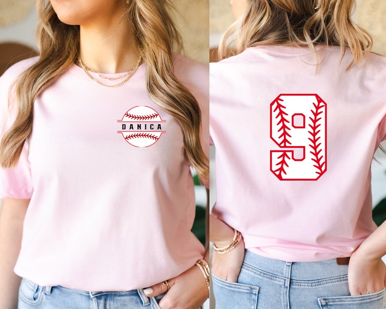 Name and Numbered baseball t shirt, Custom Baseball Tee, Game Day shirt For Her or him, tis the season baseball gift, image 3