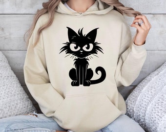 Moleobea Women's Cat Ear Hoodie – Kawaii Preppy Sweatshirt, Black, Small, Cute Streetwear