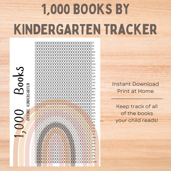 1000 Books Before Kindergarten Tracker | Books Read Tracker | Reading Challenge | Printable Tracker